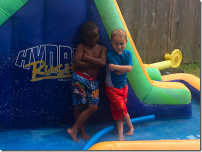 Landon And Friend on Water Slide 2