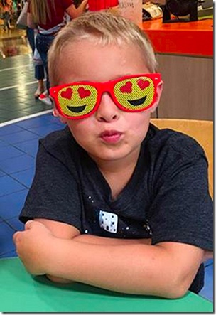 Landon with Heart Glasses