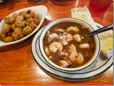 Floyd's Shrimp Guinbo and Fried Okra