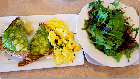 Egg and I Avocado Toast and Greens