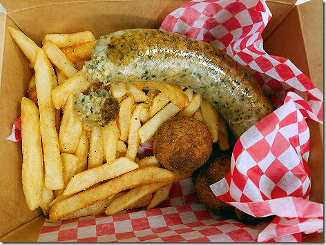 Boudin Barn Boudin Link and Balls with Fries