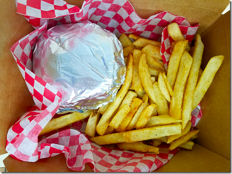 Boudin Barn Cheeseburger and Fries