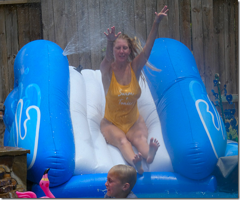 Piper on Water Slide