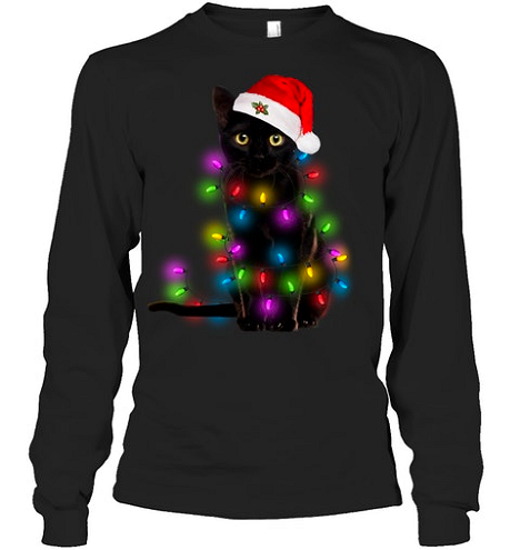 Long Sleeve Cat Christmas Shirt