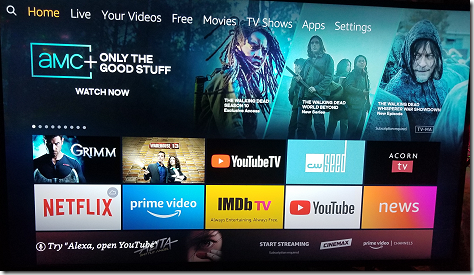 Amazon Fire Stick Home Screen