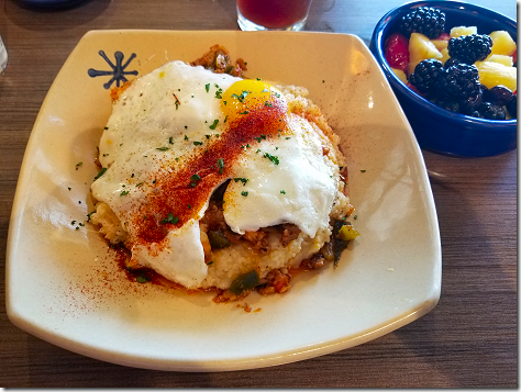 Snooze Shrimp and Grits and Fruit 2