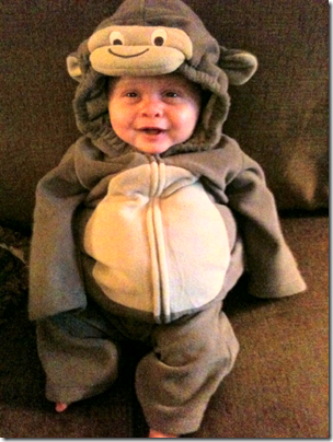 Landon in Halloween Monkey Suit