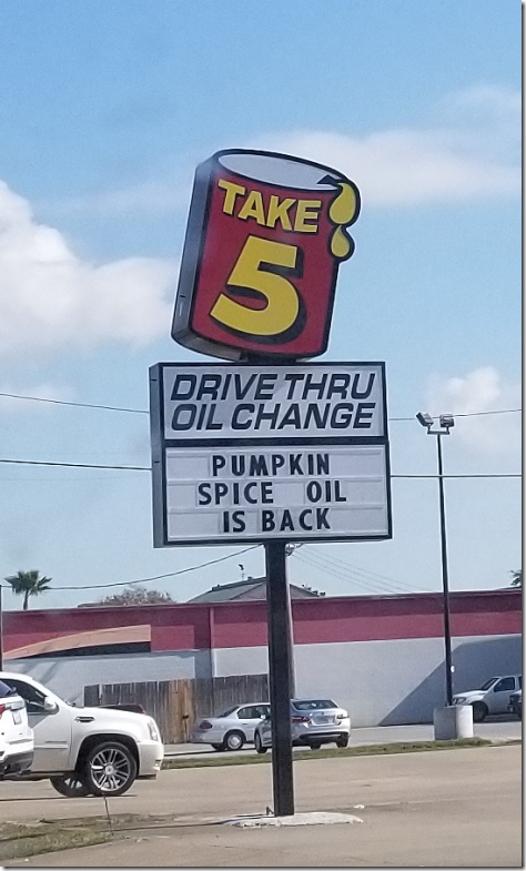 Pumpkin Spice Oil Change