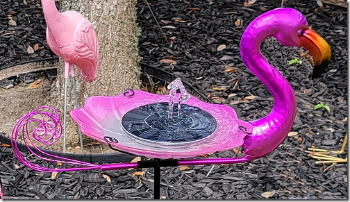 Flamingo Bird Bath with Fountain