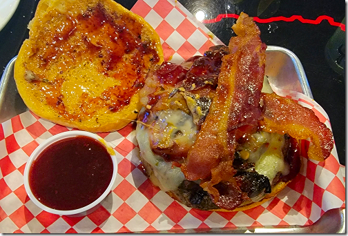 Texas Huddle PB&J Burger with Flaming Raspberry