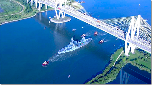 USS Texas Under Fred Hartmsn Bridge