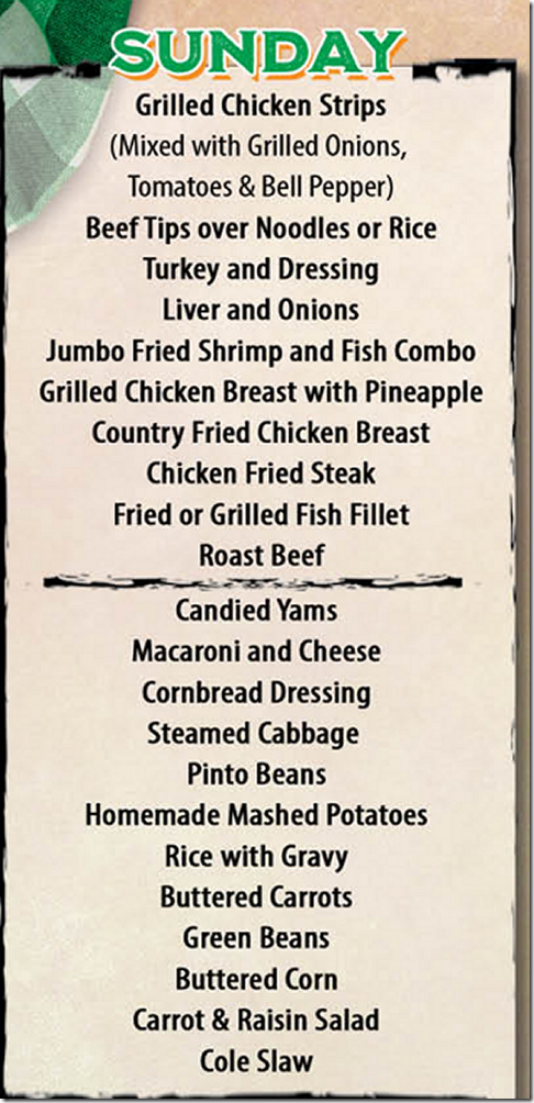 Kelley's Alvin Menu